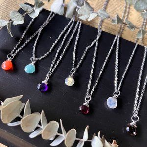 Dainty Teardrop Gemstone Necklace